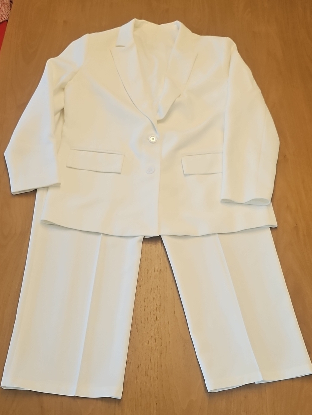 Full Length White Blazer & Wide-Leg Pant Set